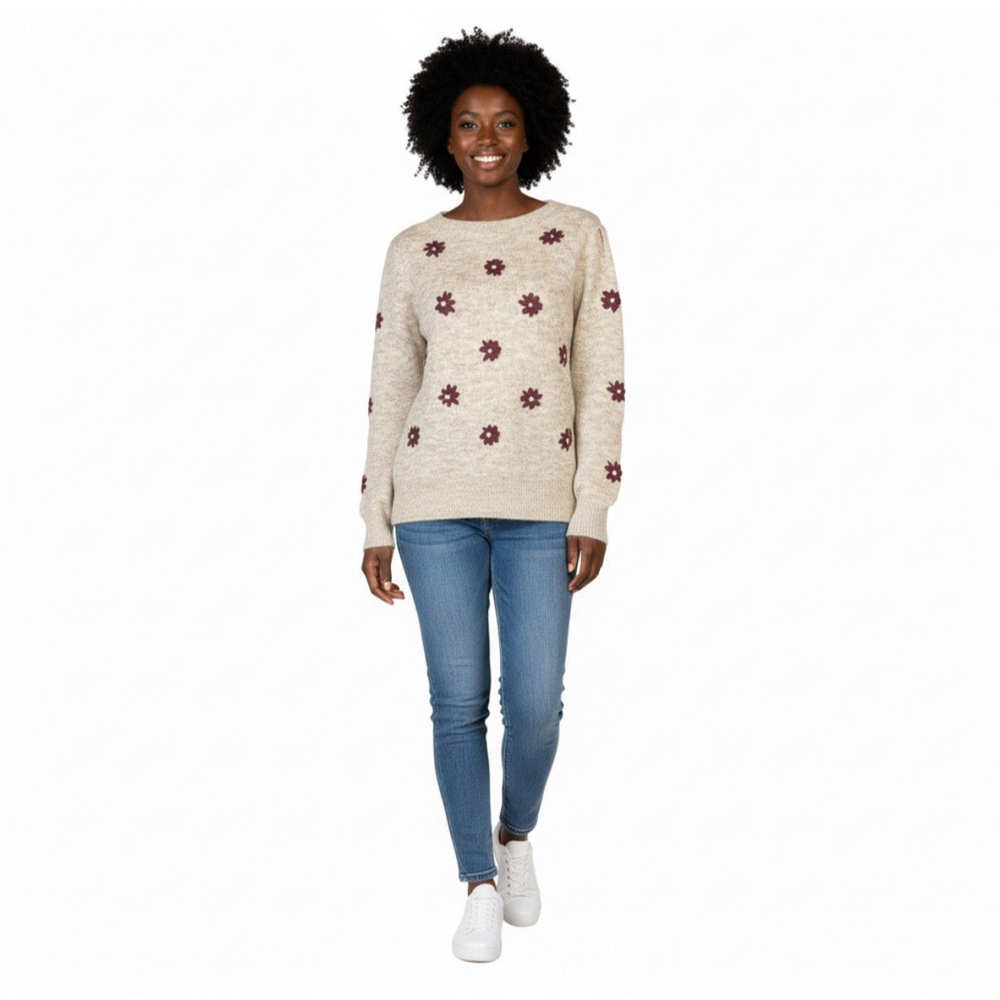Frnch Nwt Floral Embroidered Sweater Sz Medium